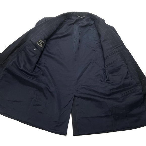 Jos A Bank Suit Jacket Mens 39R Wool Travelers Blue Striped - Picture 6 of 9